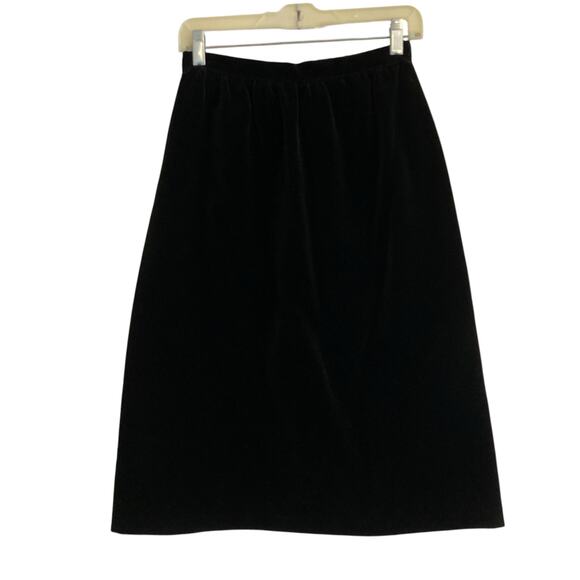 Vintage 80s Russ Black Knee Length Velvet Straight High Rise Skirt Size Small - Picture 1 of 14